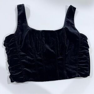House Of Harlow 1960 Women’s Velvet Ruched Faux Corset Crop Top Black Size M